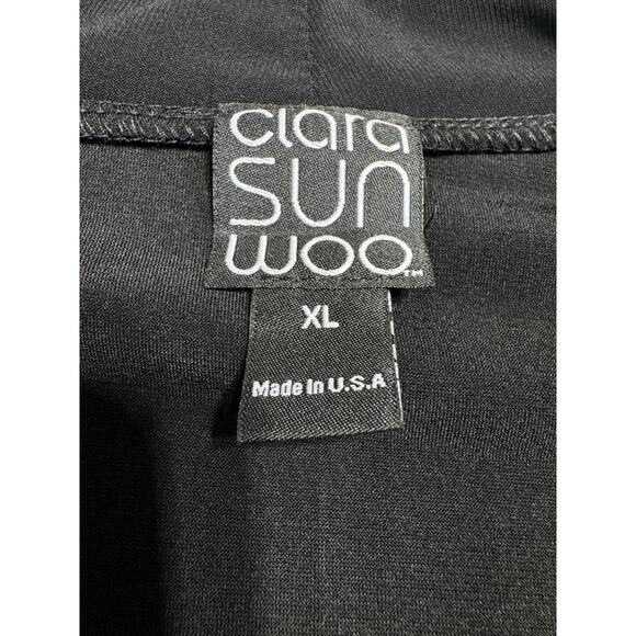 Clara Sunwoo Draped Twist Front Top Black Jersey Knit XL Made In USA - Picture 3 of 6